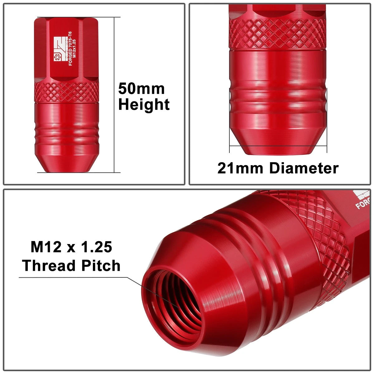 Set of 20 Open End Lug Nuts M12 X1.25 21mm OD for J2 Engineering