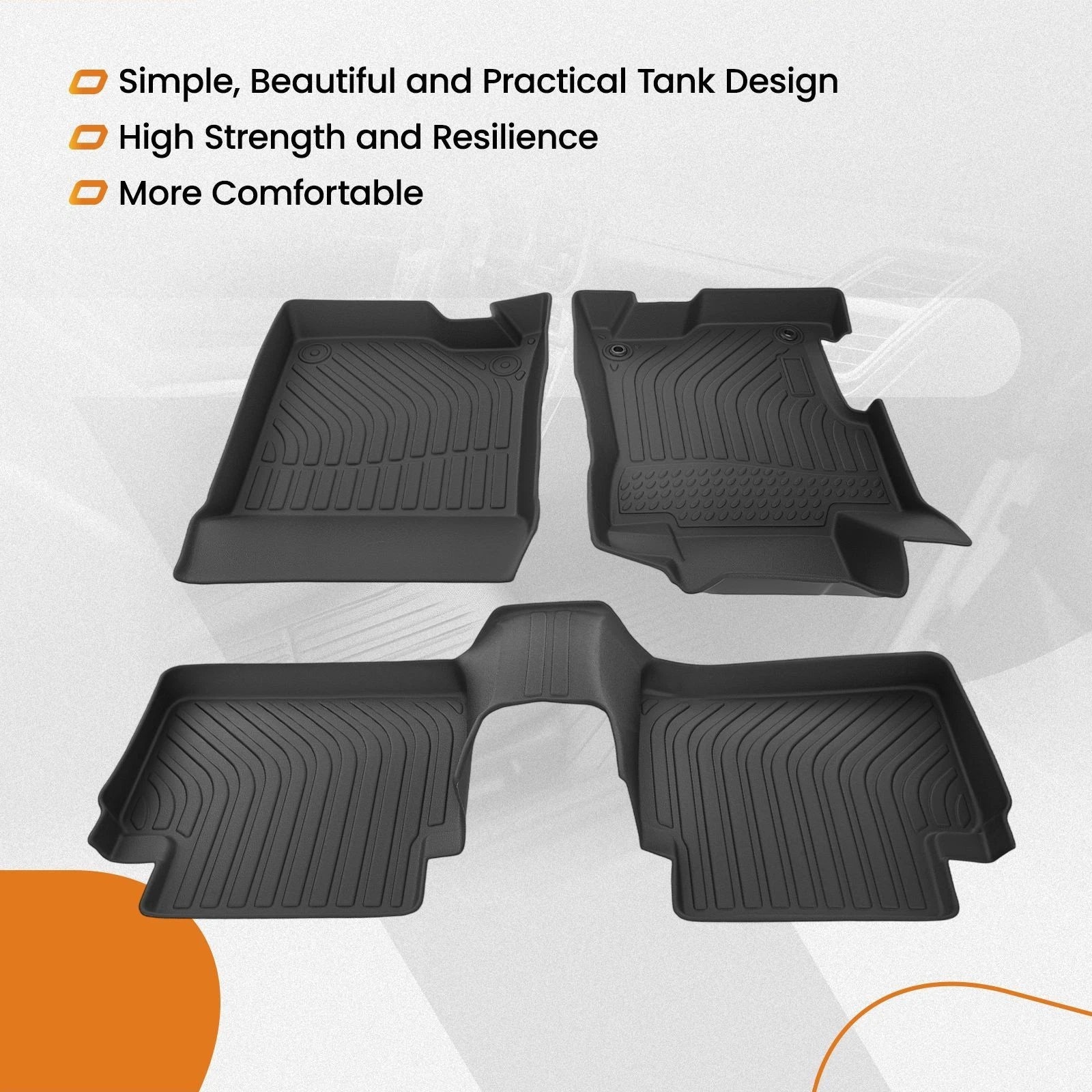 Set of 4 Black Rubber Floor Mats for Honda Accord Sedan (2008–2012)