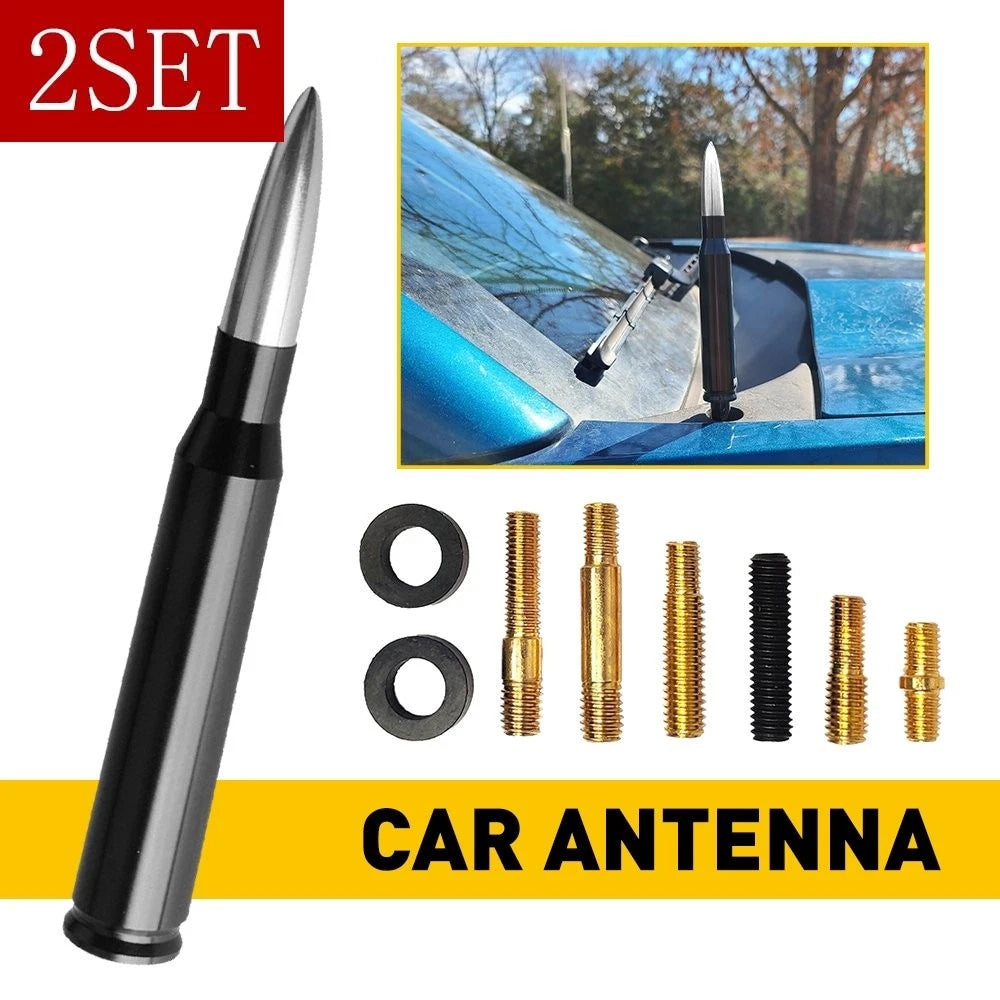 Set of 2 Bullet Antennas for Dodge Ram 1500, Ford F150, Chevy Silverado