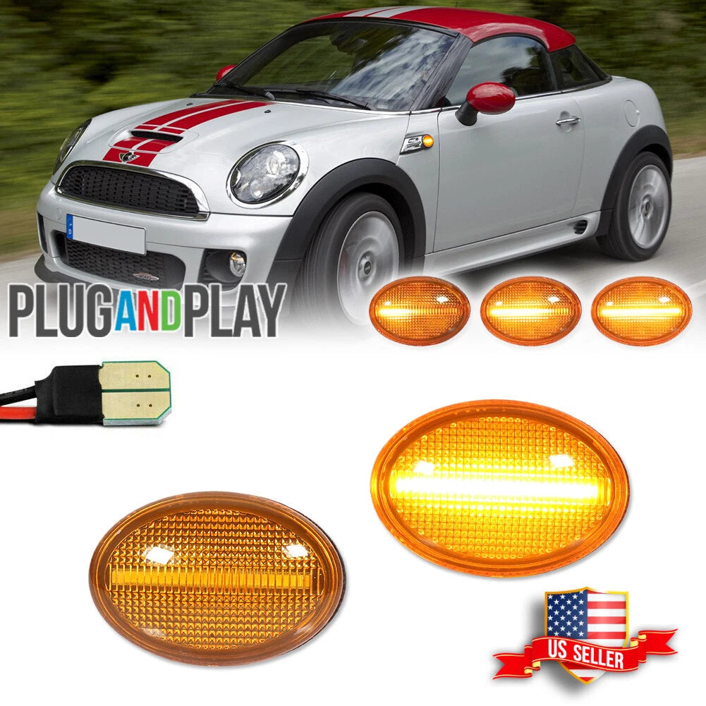 Dynamic Amber LED Front Side Marker Lights for MINI Cooper (R55–R59)