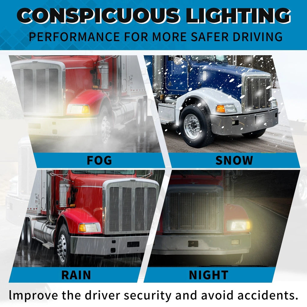 Left Headlight & Corner Light Set with Chrome Bezel for Peterbilt 375 385 (w/Harness & Bulb)