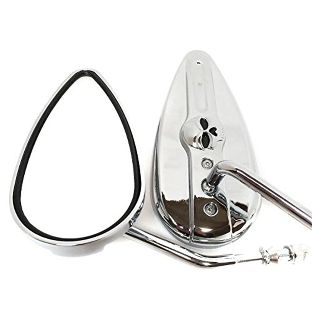Chrome Skull Side Mirrors for Harley Springer Softail EFI Sportster 1200 (2004–2023)