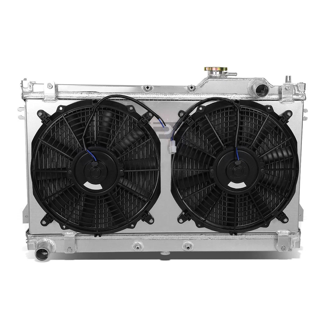 Aluminum 2-Row Radiator w/Cooling Fan Shroud for Mazda Miata MX-5 (1990–1998)
