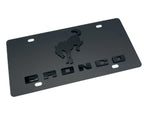 Metal License Plate Premium Black with 3D Bucking Ford Bronco Logo (1966–1975)