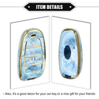Key Fob Cover for Hyundai Tucson (2016–2023) 5 Button TPU Blue Porcelain Pattern