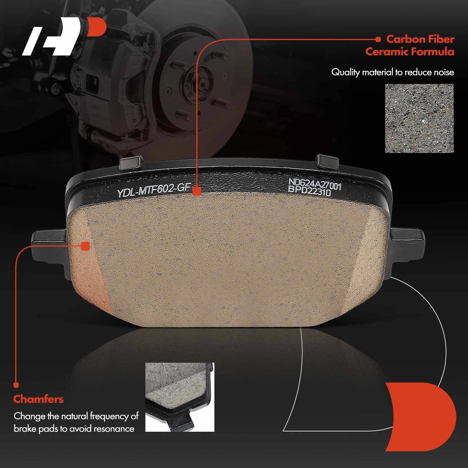 Set of 4 Rear Side Ceramic Brake Pads with Hardware for Ford Explorer