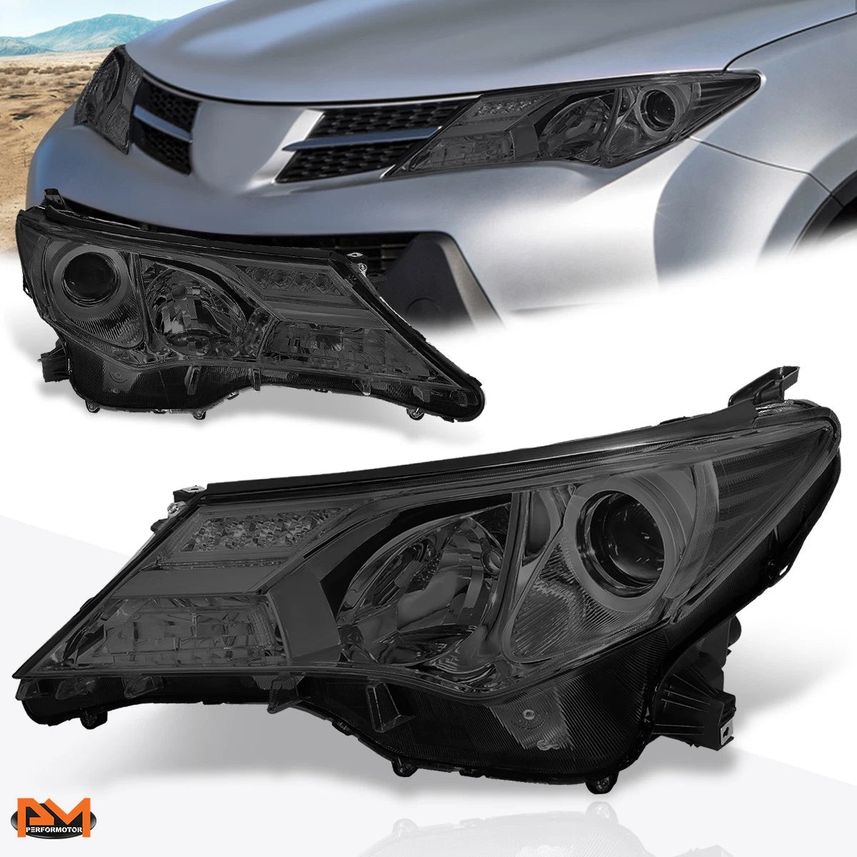 Projector Headlight for Toyota RAV4 (2013–2015) OE Replacement Smoked Lens