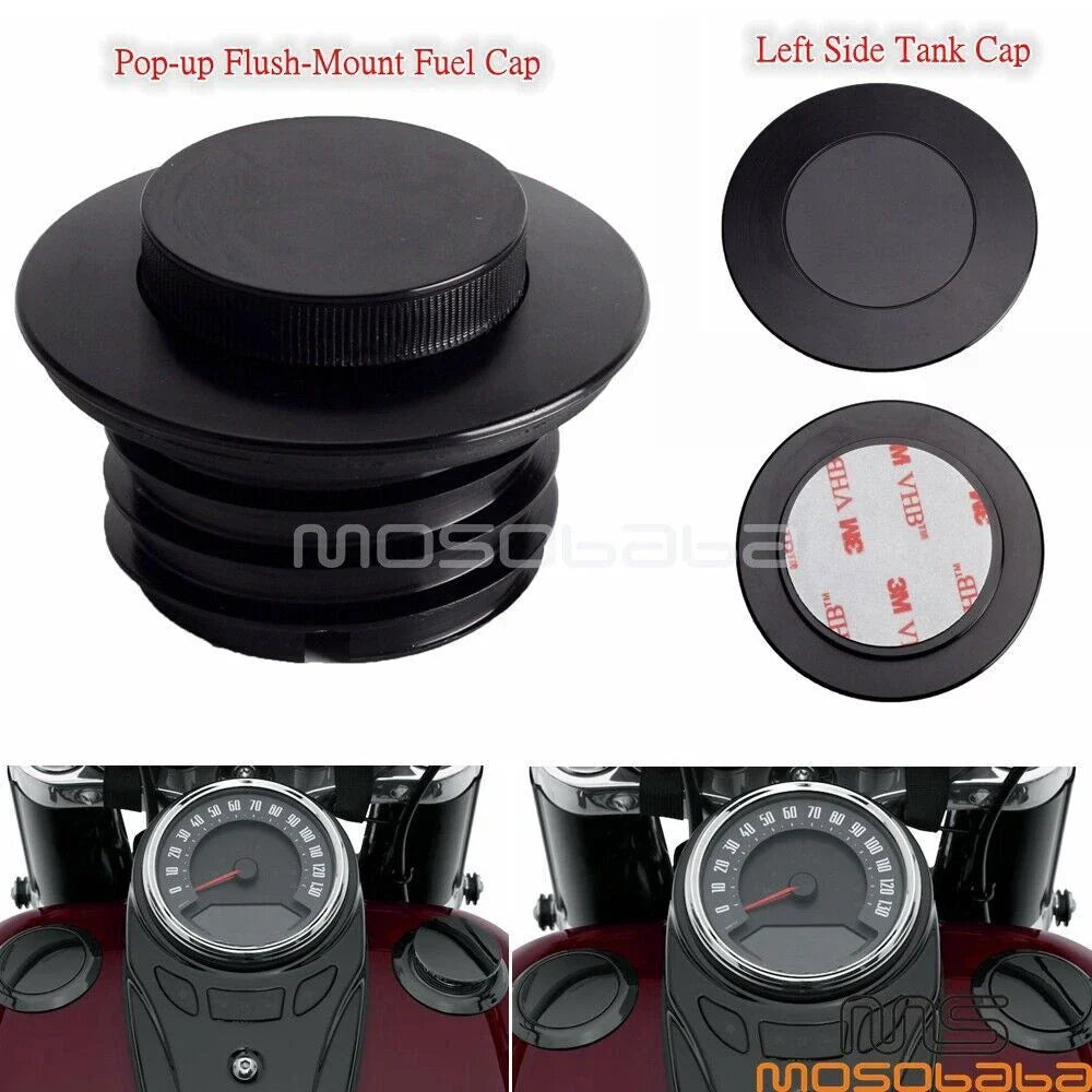Left Side Tank Cap & Flush Mount Fuel Cap for Harley FLDE FLFB FLFBS FXLR (2018-2023)