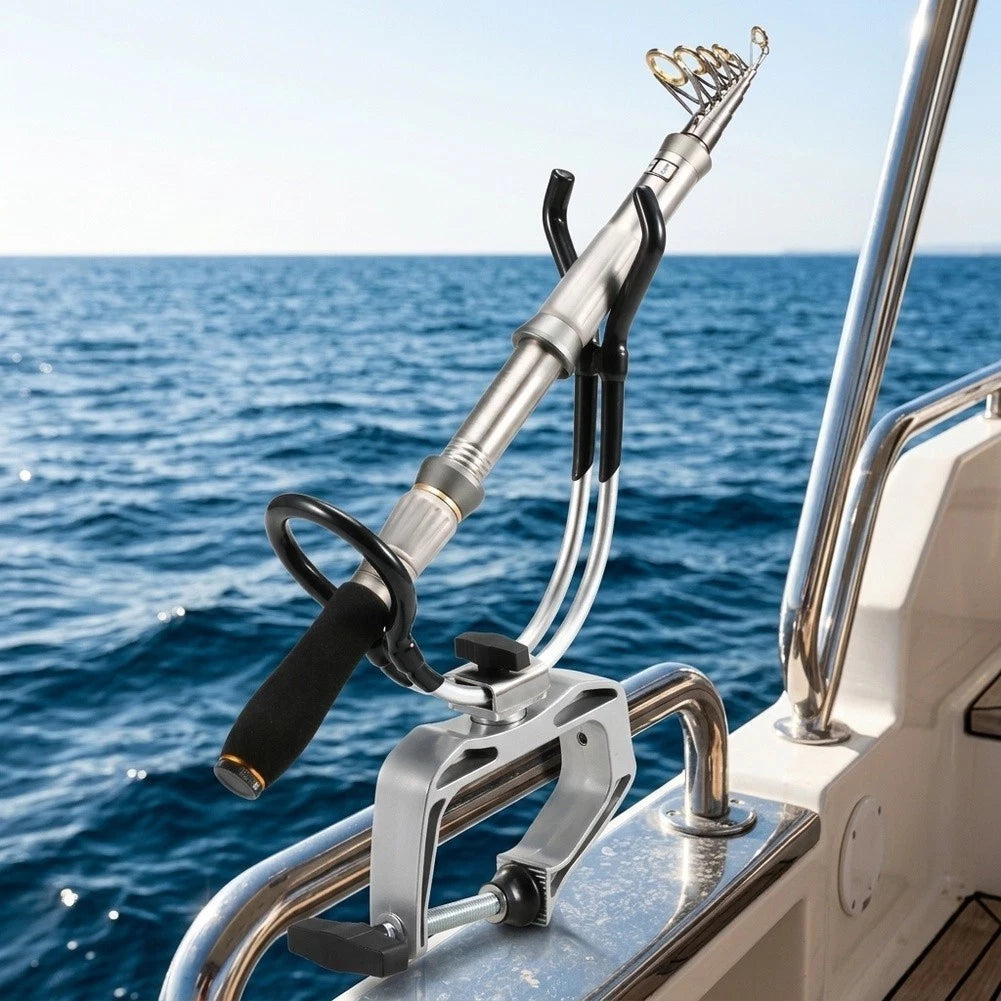Fishing Rod Bracket Clamp Mount for Yacht Boat Deck (360 Degree Adjustable)