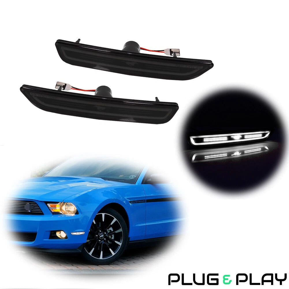 Set of 2 Smoked LED Side Marker Lights for Ford Mustang (2010–2014)
