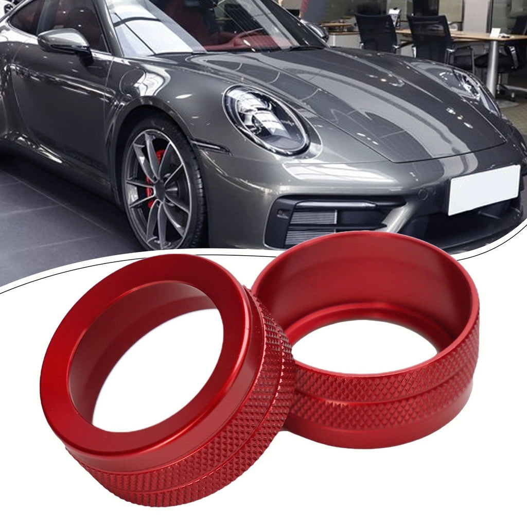 2X Alloy Radio Switch Knob Covers for Car (Universal Fit) Red