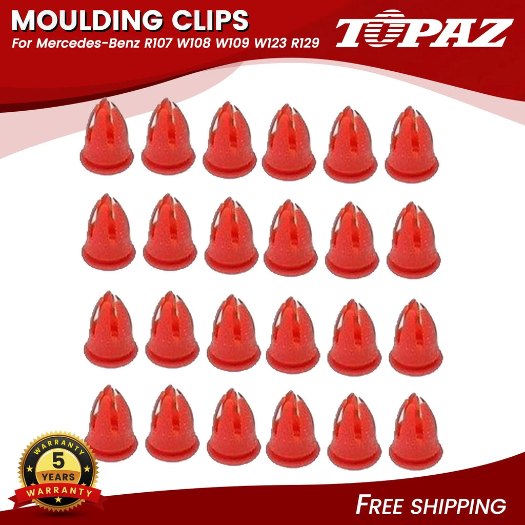24 PCS Moulding Clips for Mercedes-Benz R107 W108 W109 W123 R129 (1972–1997)