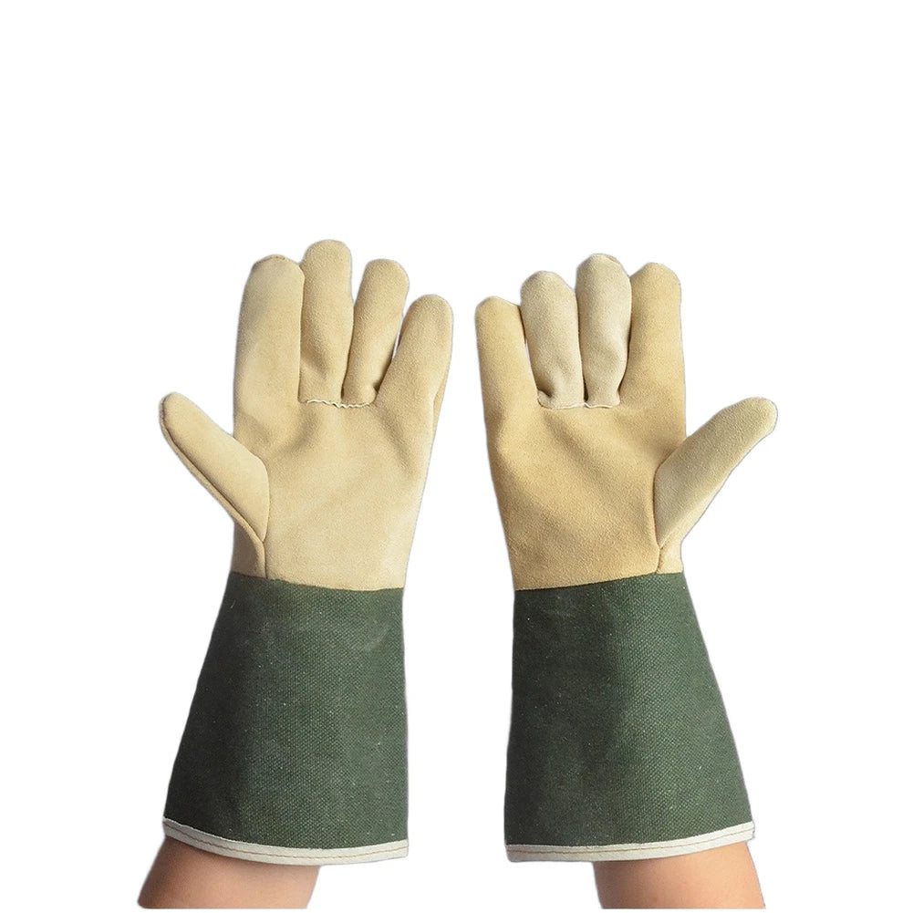 Cowhide Welding Gloves with Canvas Sleeve for Thermal Protection (Universal)