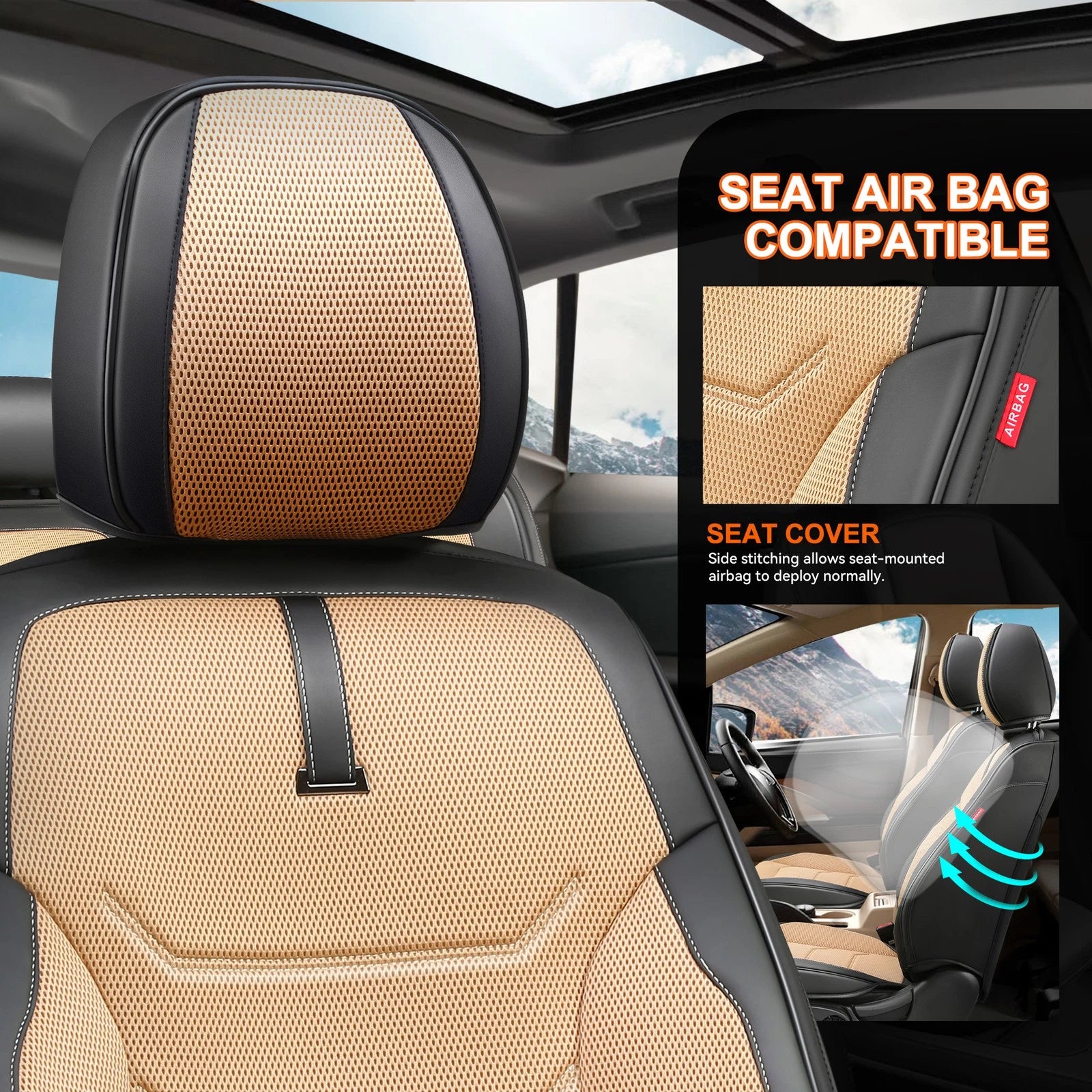 Front Row Bucket Seat Cover Cushion Protector for Universal Vehicles