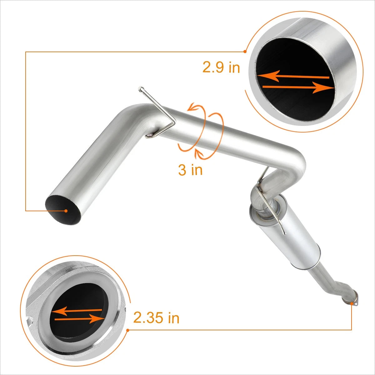 3" Stainless Steel Catback Exhaust System for Tacoma Pickup (2016–2022)