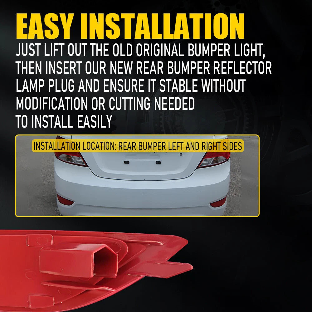 Pair Rear Bumper Light Reflectors for Hyundai Accent Sedan (2012–2017)