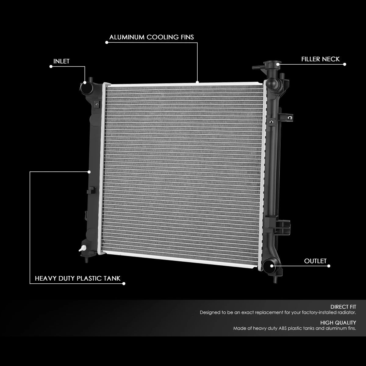 Aluminum Cooling Radiator for Hyundai Sonata 1.6L (2015–2018) DPI 13538