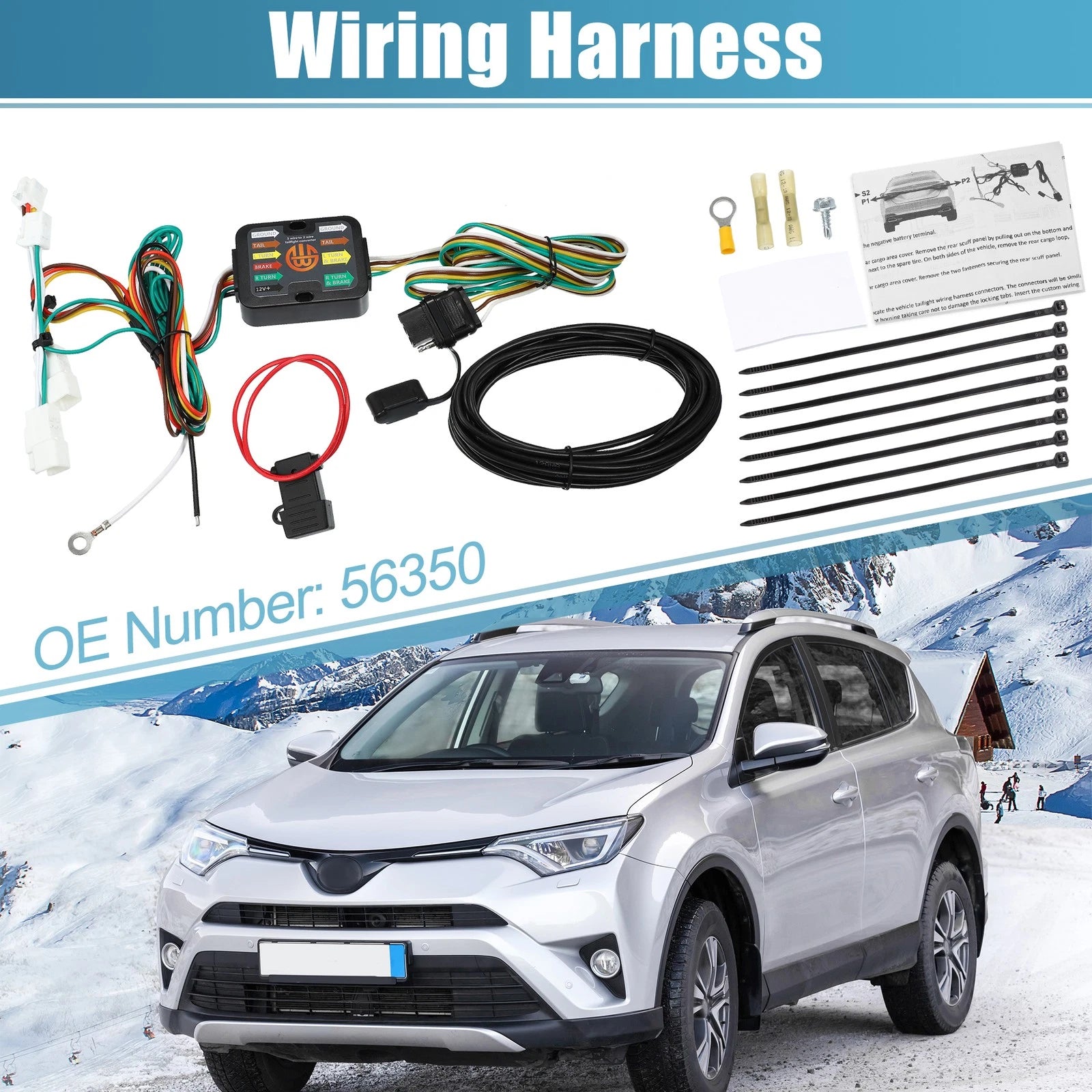 Set of 1 Trailer Wiring Harness 56350 for Toyota Avalon RAV4 (2013–2018)