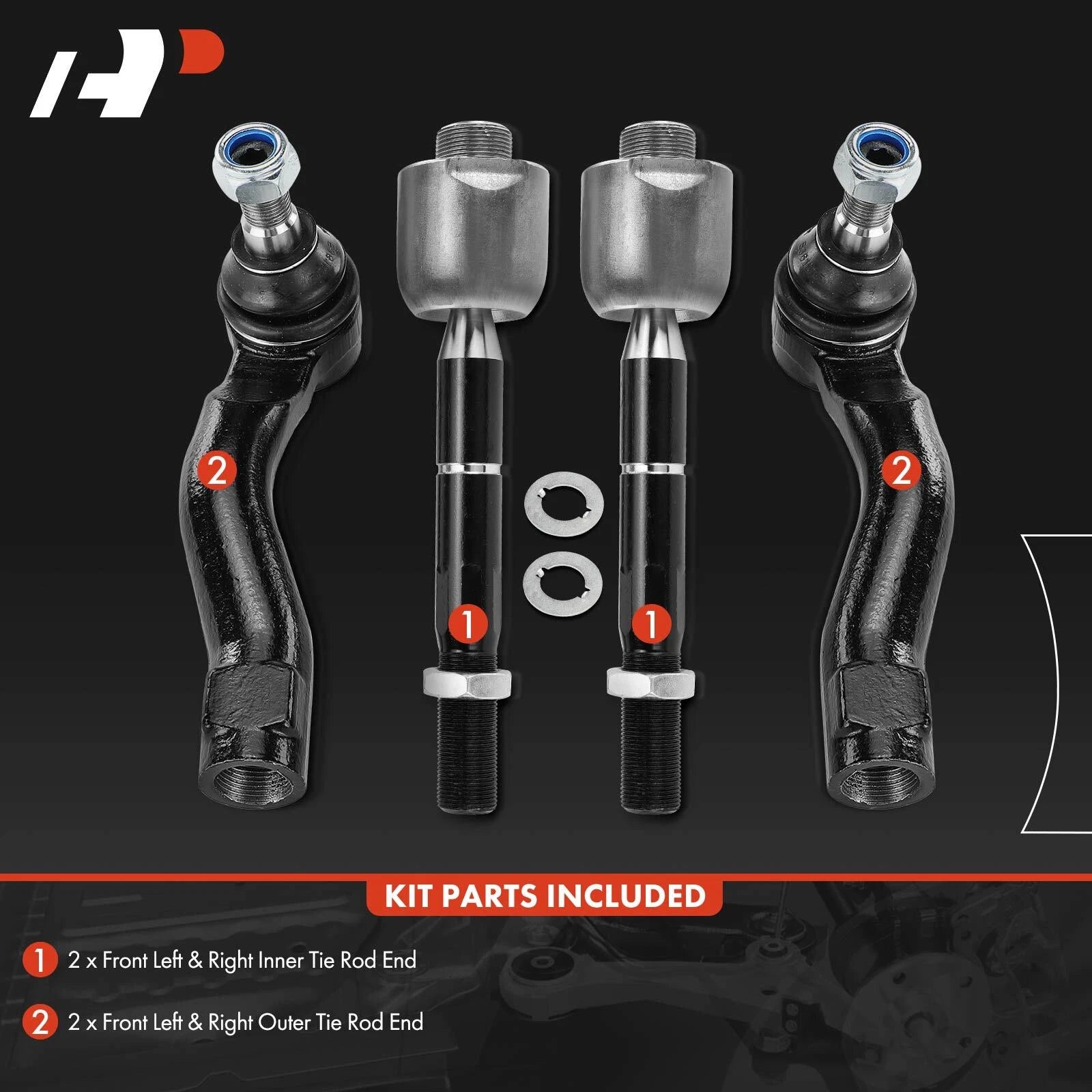 Front Inner & Outer Tie Rod End Kit for Toyota Land Cruiser (1998–2023)