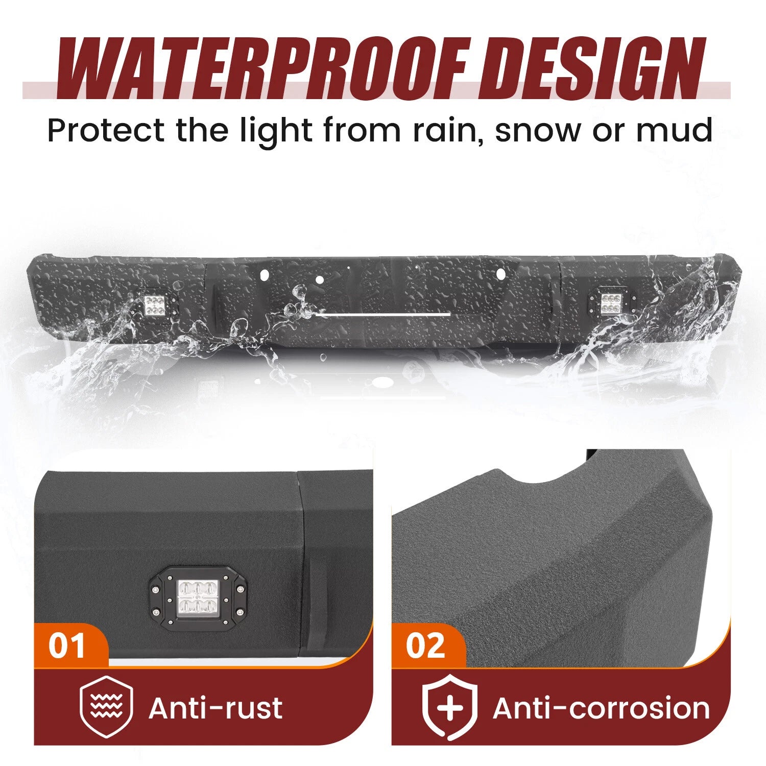 Rear Step Bumper with LED Light for Ford F-150 (1997–2003)