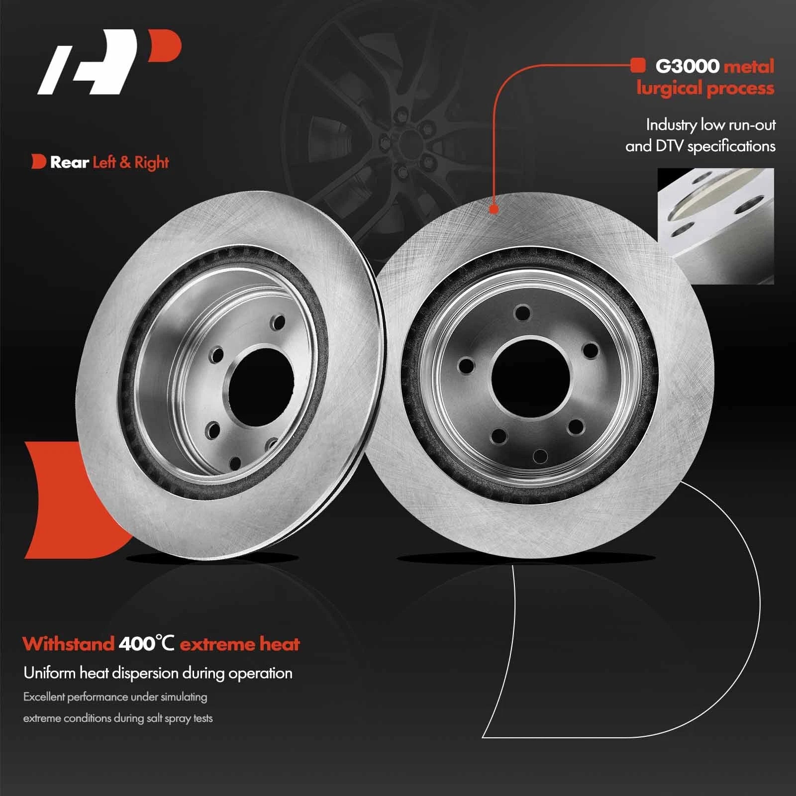 Rear Disc Brake Rotors for Infiniti EX35 EX37 G25 G35 G37 M35 M45 (2008–2013)