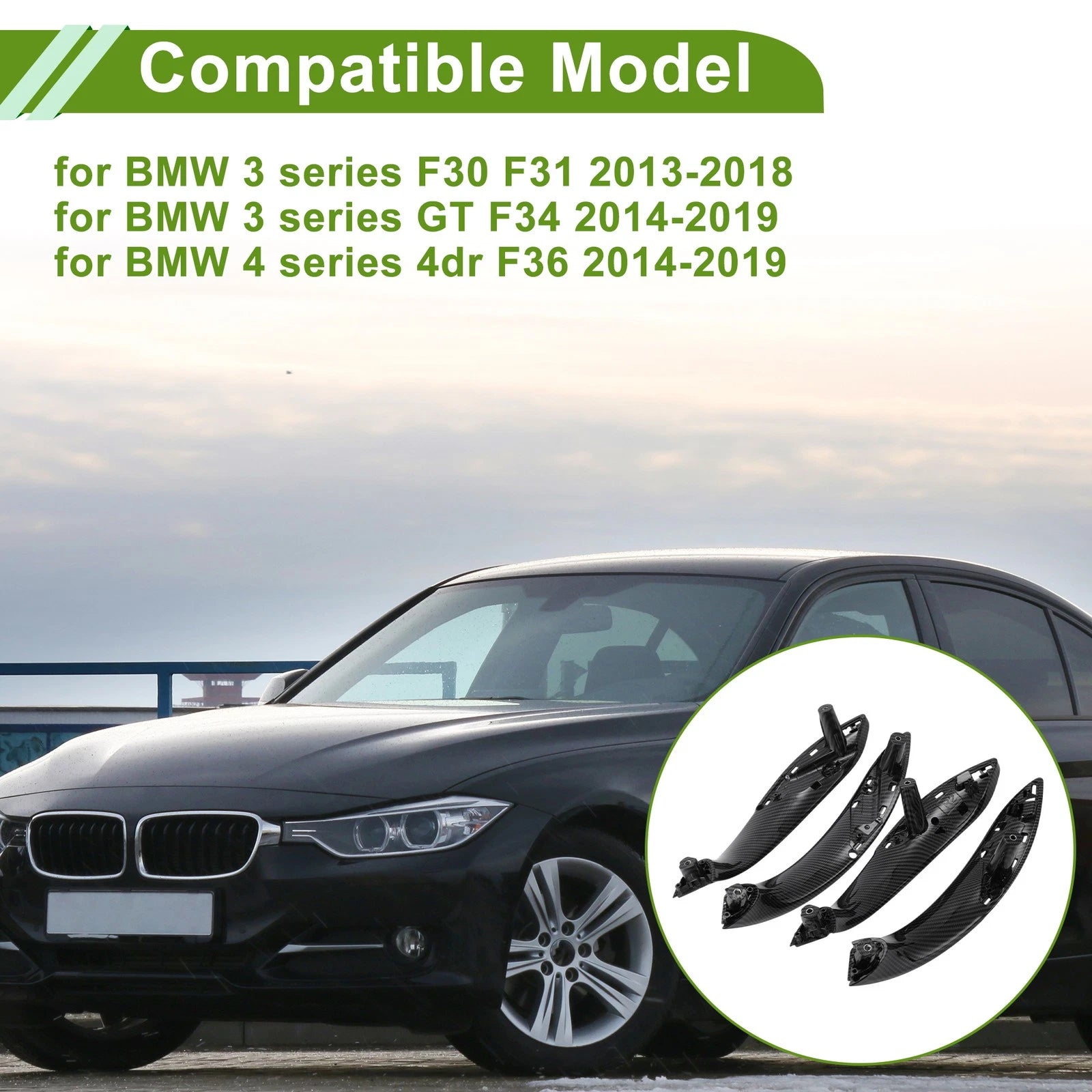 Door Panel Handle Pull Trim Cover for BMW 3 Series F30 F31 (2013–2018) No. 51417279312