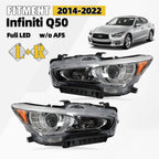 Left & Right Pair Full LED Headlight Assembly for Infiniti Q50 (2014–2022)