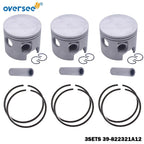 Set of 3 Piston Kit & Ring Std for Mercury 75-100HP (1990–1999) 2704-826191T4 39-822321A12