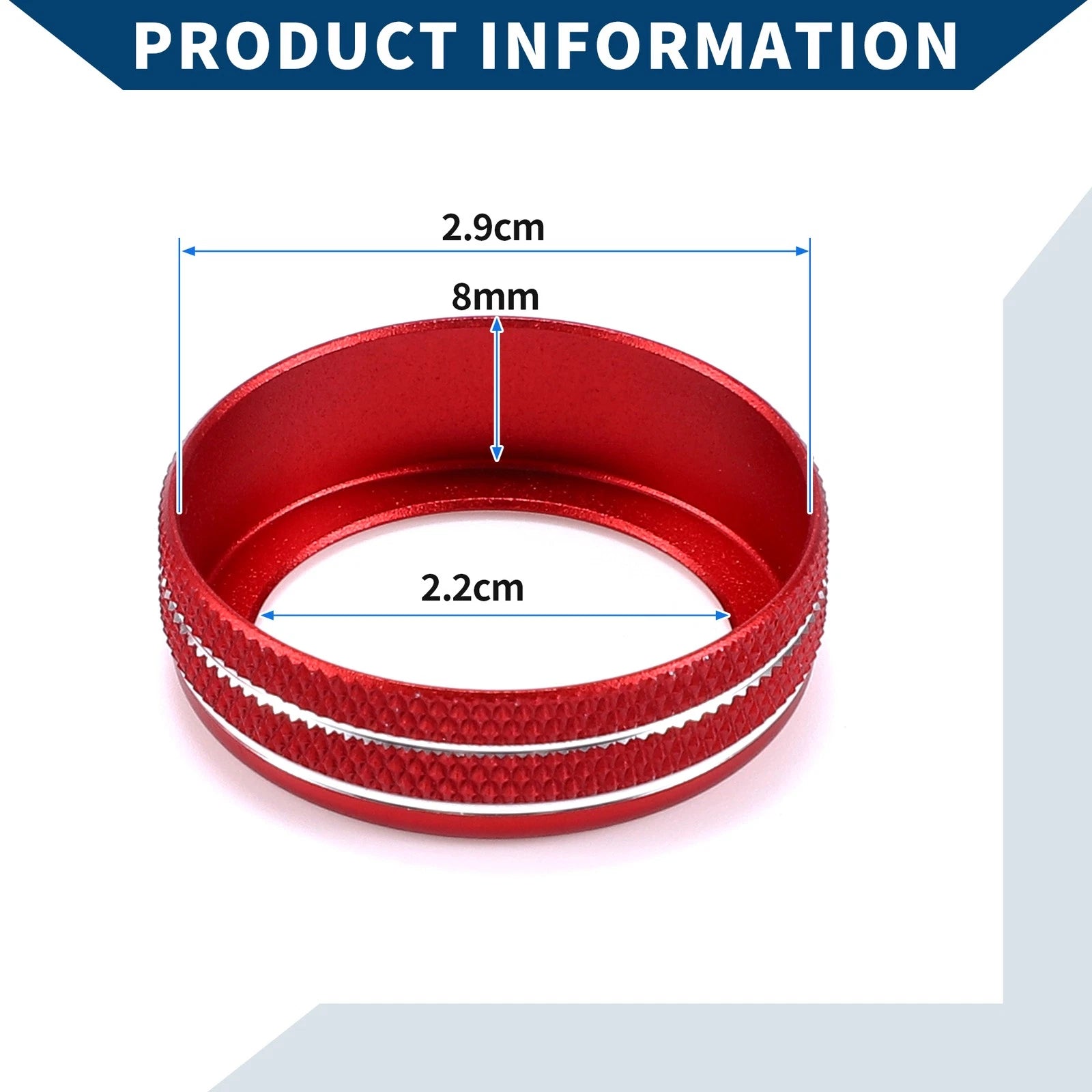 2X AC Climate Switch Knob Cover Ring for Ford Mustang (2015–2021) Red