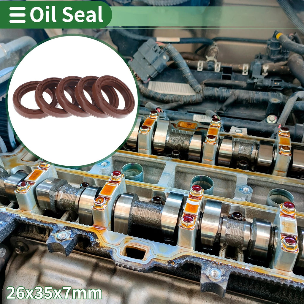 Set of 5 Oil Seal Rotary Shaft Seal FKM Rubber 26x35x7mm