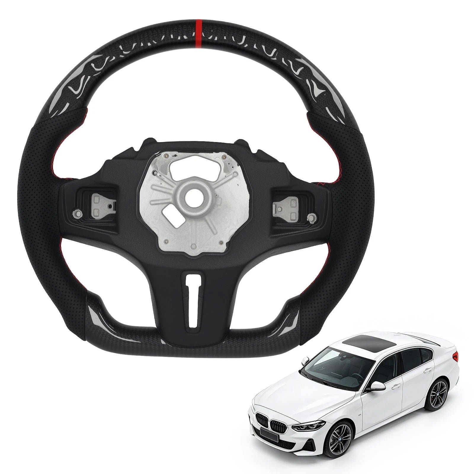 Real Carbon Fiber Steering Wheel for BMW 1 F40 2 F44 3 4 Z M2 M3 M4 (2019–2024)