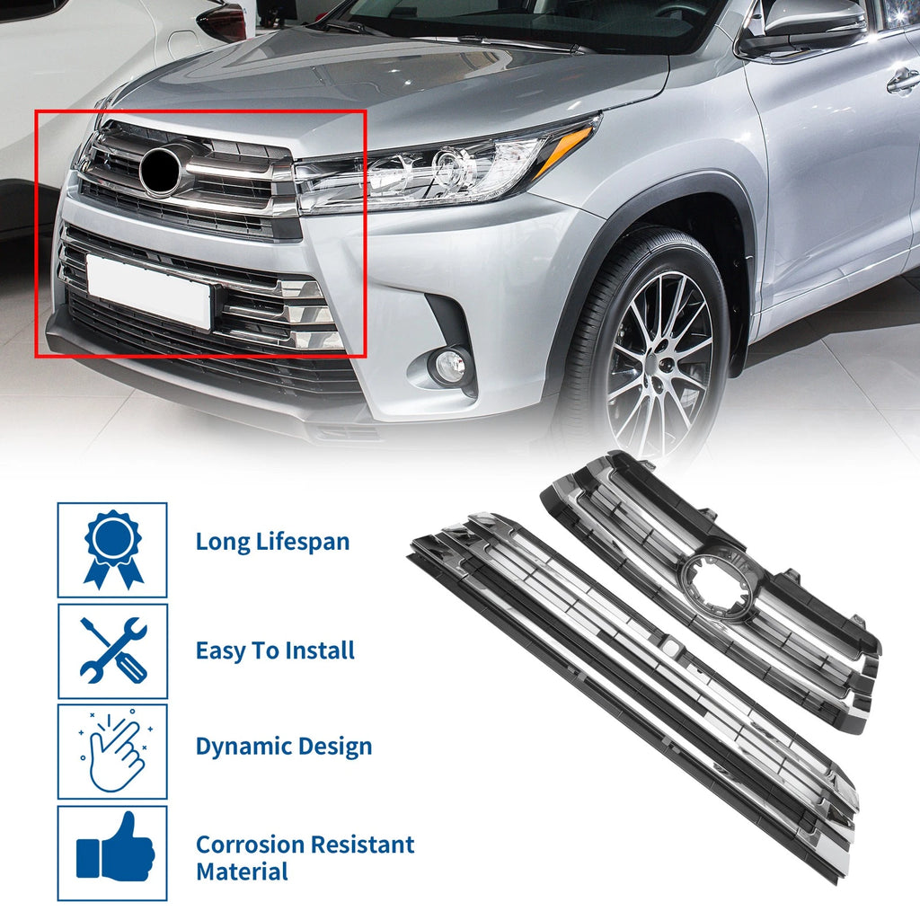 Front Lower Upper Hood Bumper Grille for Toyota Corolla (2020–2022) Black