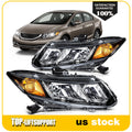 Headlight Assembly Black Pair for Honda Civic 2Dr, 4Dr (2012–2015)