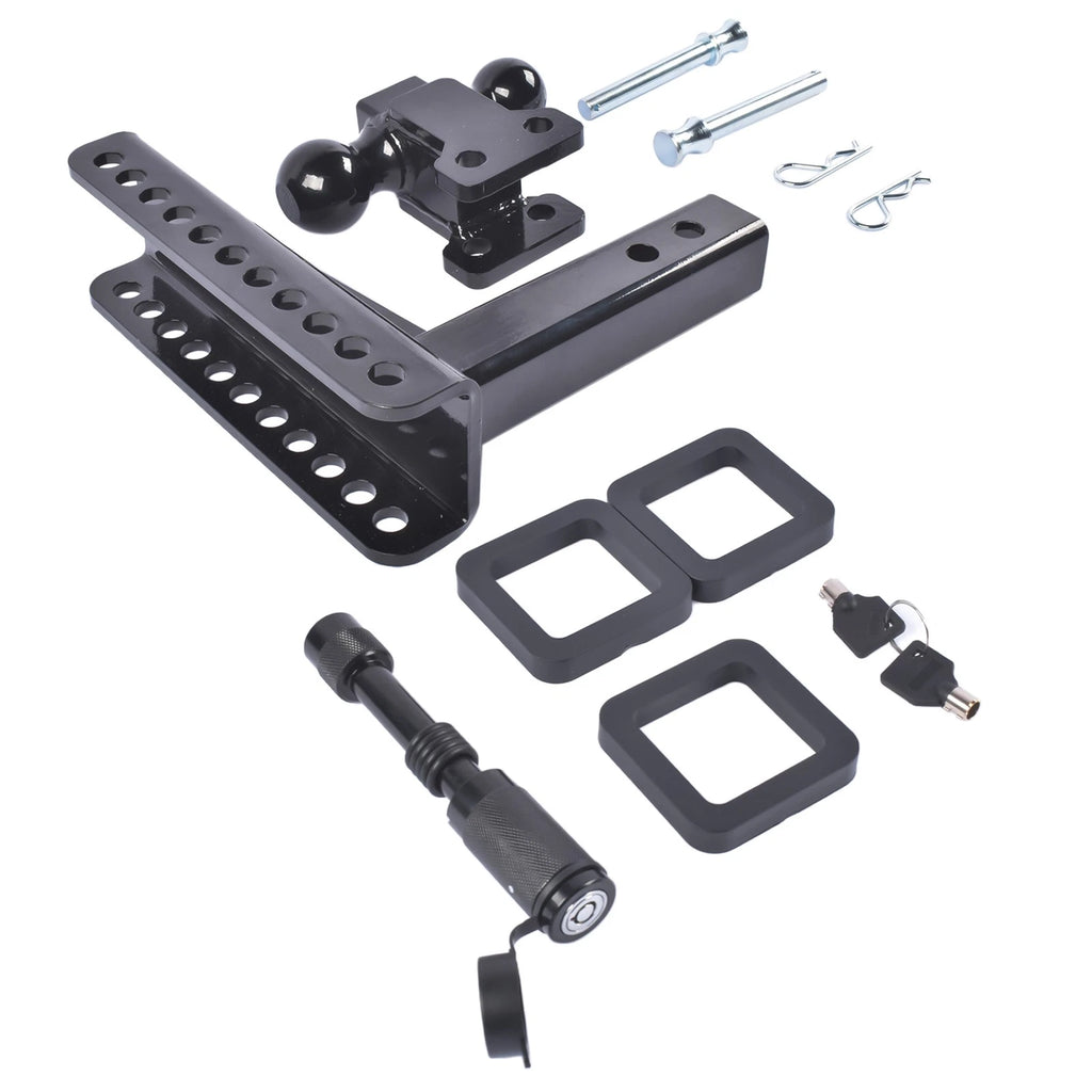 Adjustable Trailer Hitch 8" Drop/Rise w/ 2" & 2-5/16" Ball for 2" Receiver