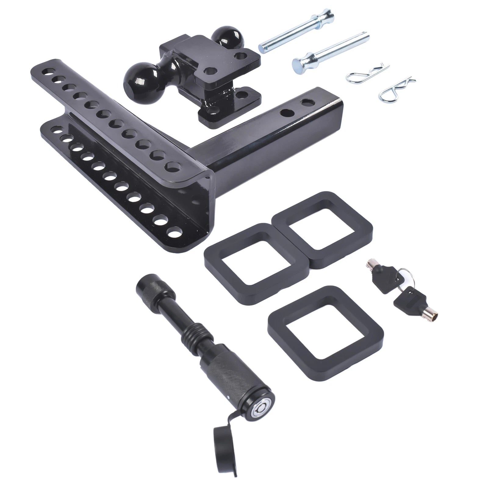 Adjustable Trailer Hitch 8" Drop/Rise w/ 2" & 2-5/16" Ball for 2" Receiver
