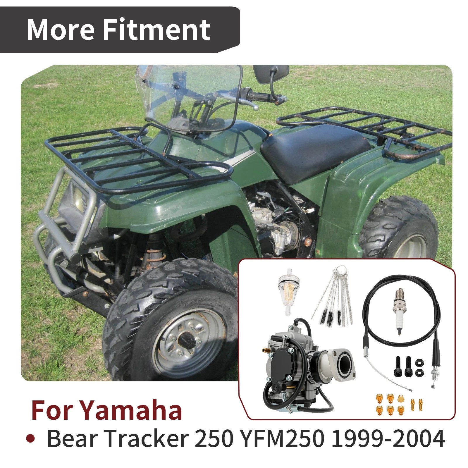 Carburetor w/ Intake Manifold & Throttle Cable for Yamaha Bear Tracker 250 (1999–2004)
