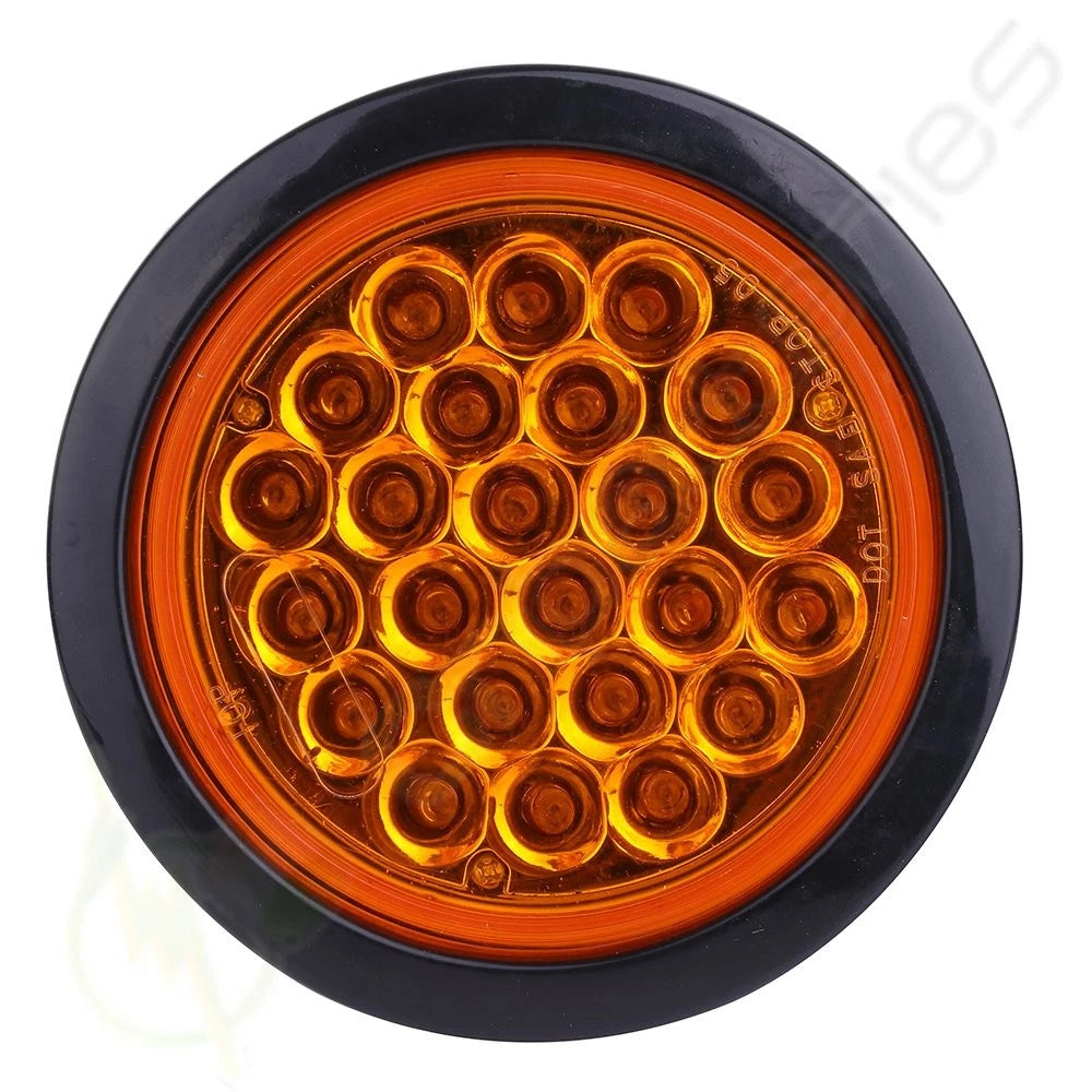 12x 4" 24V LED Side Marker Trailer Signal Turn Tail Lamps Round Red Amber