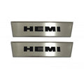 Brushed Door Badges w/HEMI Orange 'HEMI' Inlay for 2008-2014 Dodge Challenger