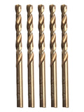 Set of 5 Ultra hardened steel drill bits for stainless steel