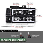 LED Tube Headlights for Chevy GMC C/K Suburban Blazer (1994–2000)