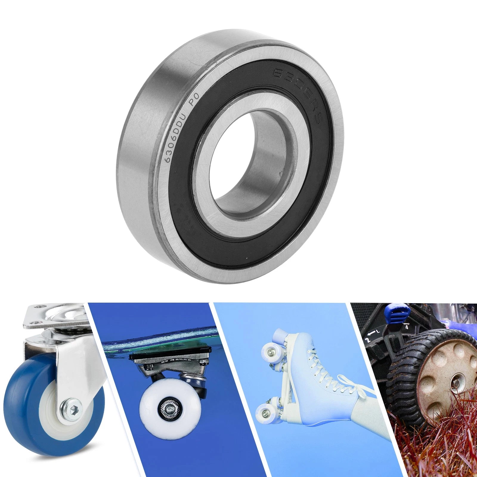Deep Groove Ball Bearing 6306DDU for Scooter Skateboard (30x72x19mm)