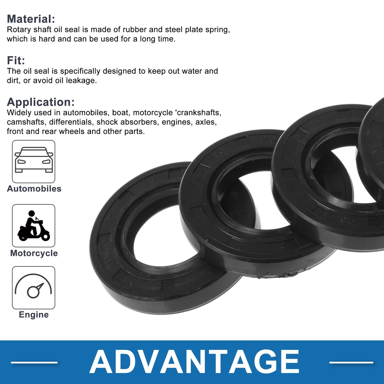 Set of 5 Oil Seal Rotary Shaft Seal Nitrile Rubber 25x45x8mm