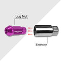 Set of 20 M12X1.5 Purple JDM Open End Cone Hex Wheel Lug Nuts + 25mm Extension