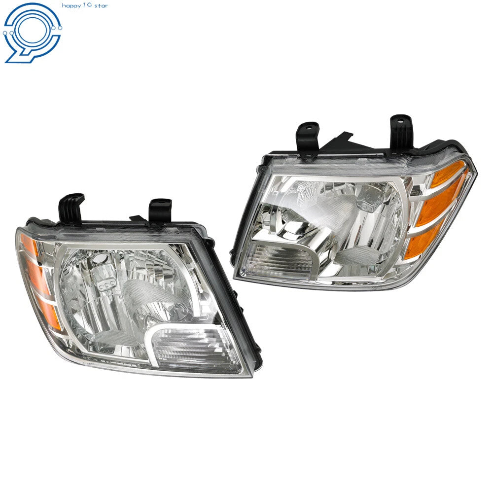 Set of 2 Headlights for Nissan Frontier (2009–2021) Chrome Housing Halogen