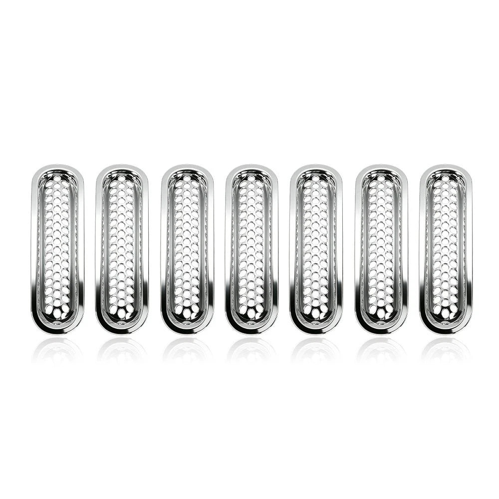 Set of 7 Chrome Front Grille Mesh Inserts for Jeep Wrangler JK (2007–2018)