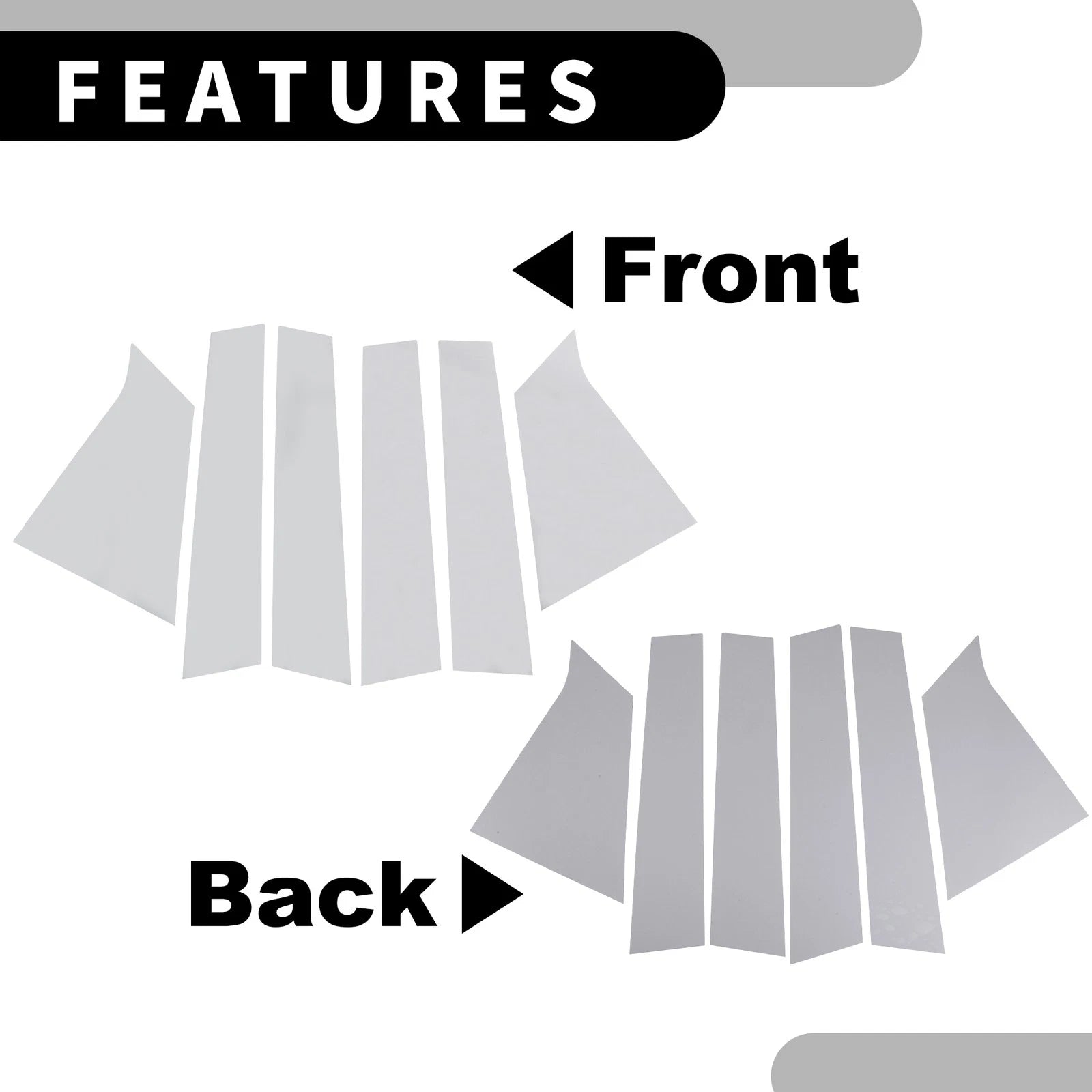 Set of 6 Car Pillar Window Trim Covers for Chevrolet Malibu (2016–2021) Chrome