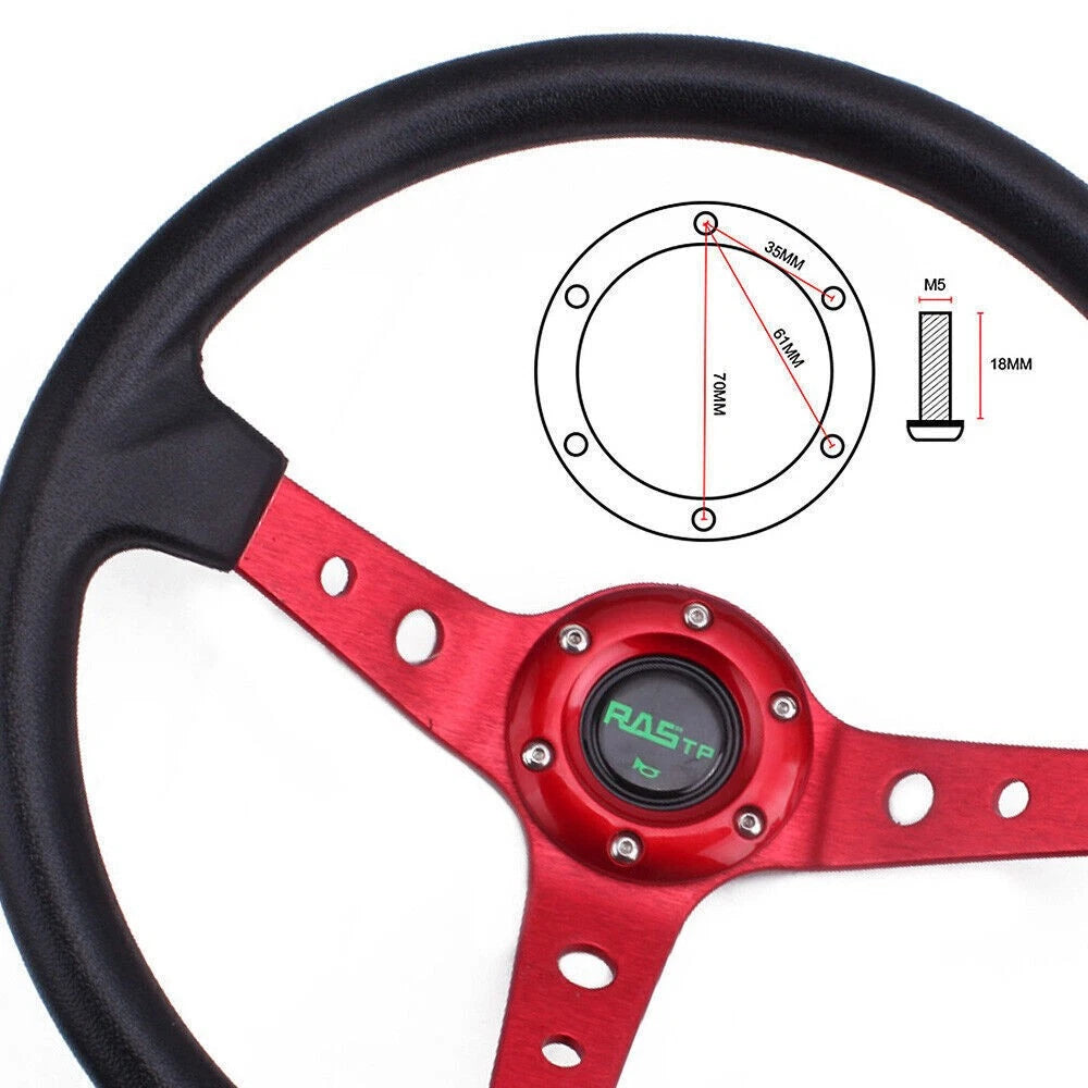 14" Red Steering Wheel with Quick Release and Hub Adapter for Dodge Chevrolet GM