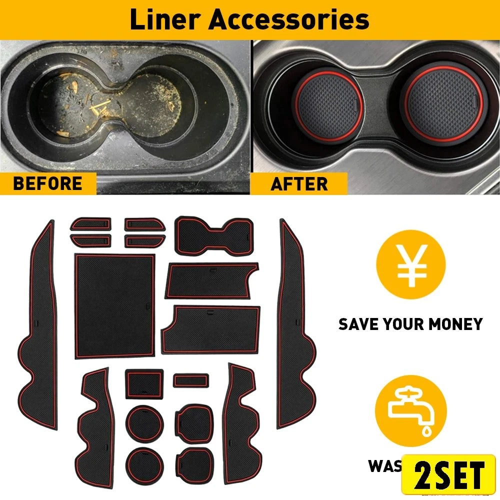 Set of 2 Liner Accessories for Toyota Tacoma (2016–2022) Cup, Door, Console