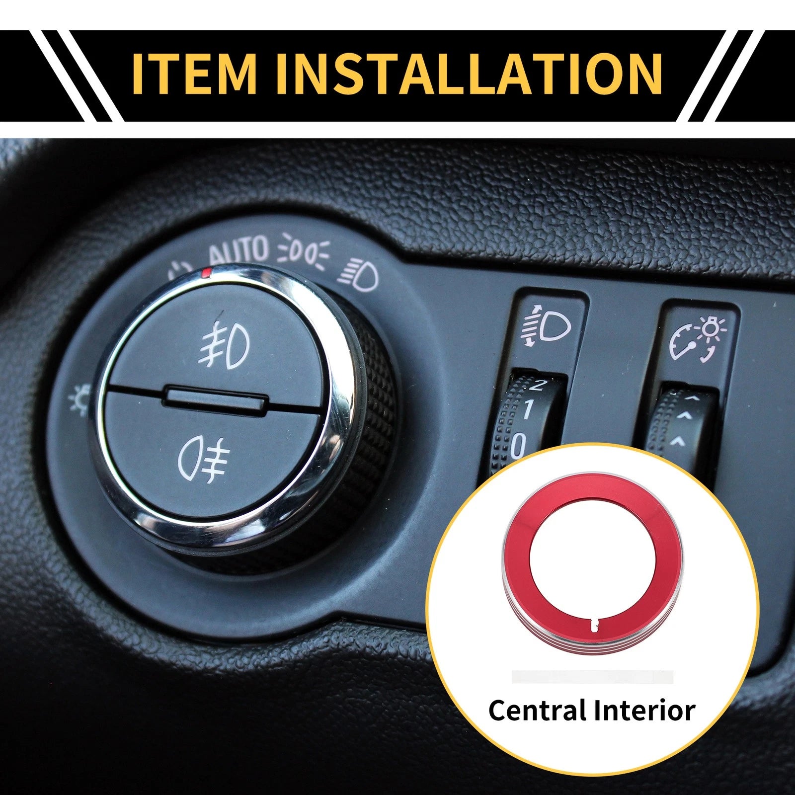 Headlight Control Switch Knob Cover Ring for Ford F-150 (2016–2021) Red