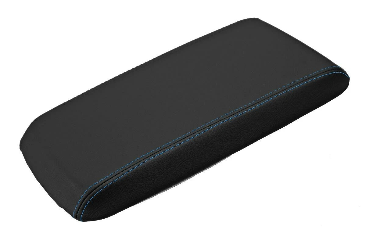 Leather Console Lid Pull Over Cover for Chevrolet Equinox (2005–2009) Blue Stitch